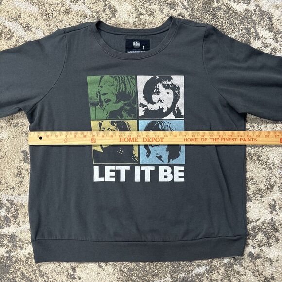 The Beatles Let It Be Crew Neck Sweatshirt Size 1 Gray - Picture 3 of 5